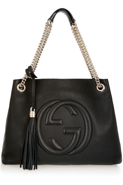 leather black gucci bag|Gucci shoulder bag black handbags.